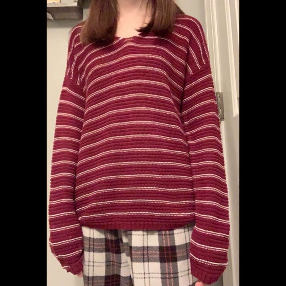 Maroon striped sweater